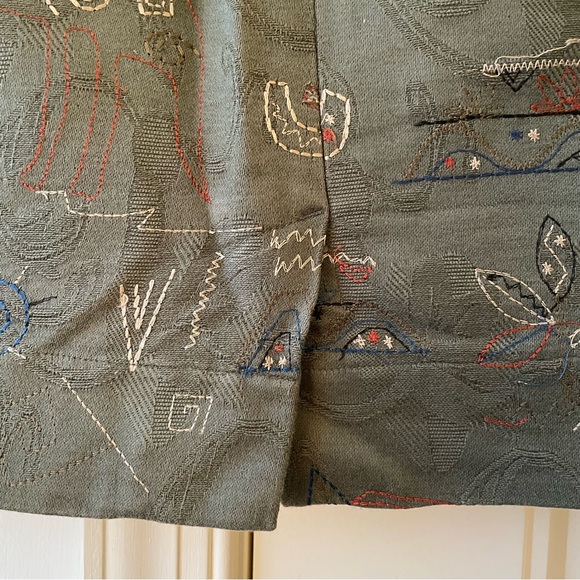 Anthropologie Pencil Skirt - embroidered and GORGEOUS - Dark green cotton size 0 - Picture 8 of 9